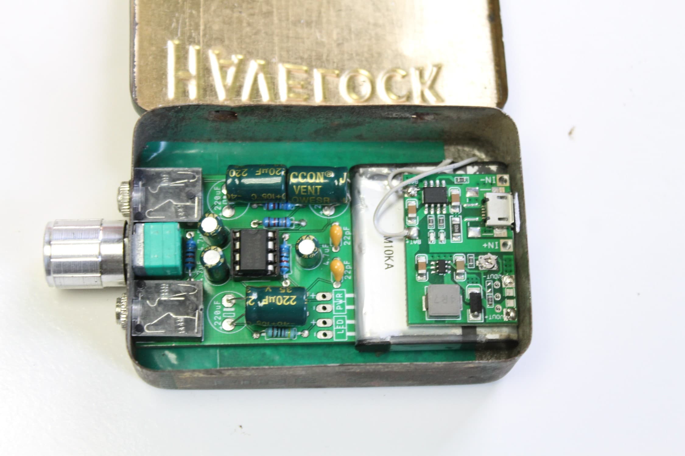 Adding the Parts to the Case - Battery, Switch & LED