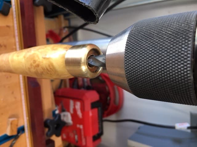 Drilling for the SS Bar in the Spindle, Cutting, Sanding and Finishing the Spindle End