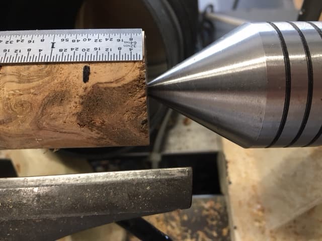 Measuring the Compression Nut Diameter and Depth and Marking on the Spindle, Turning for the Nut to Be Threaded On.