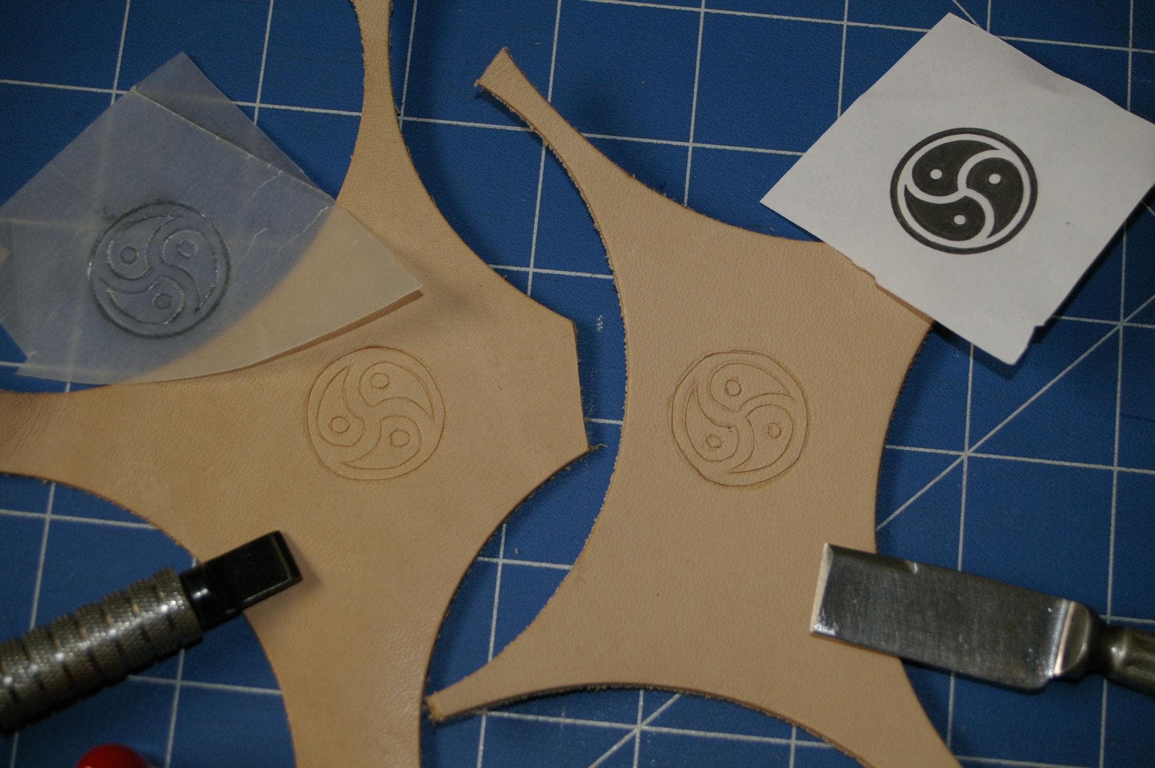 Casing the Leather and Transfering the Pattern