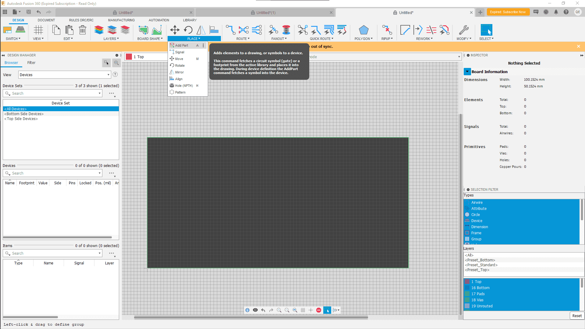 Turning on the Grid and Adding Parts
