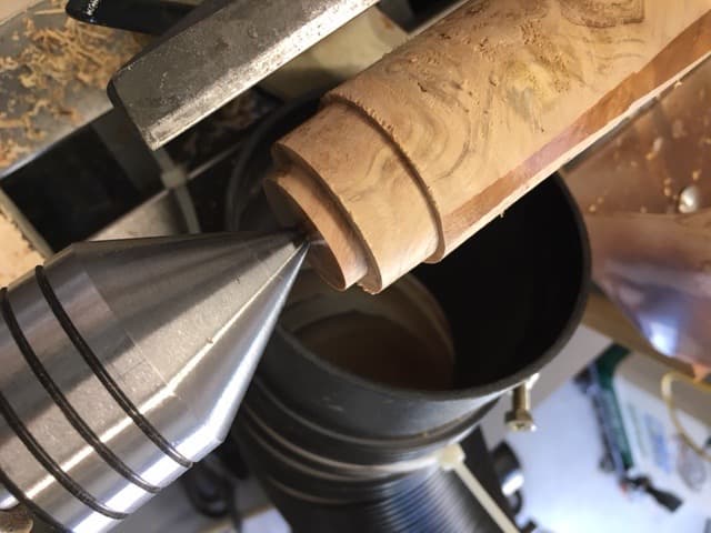 Measuring the Compression Nut Diameter and Depth and Marking on the Spindle, Turning for the Nut to Be Threaded On.