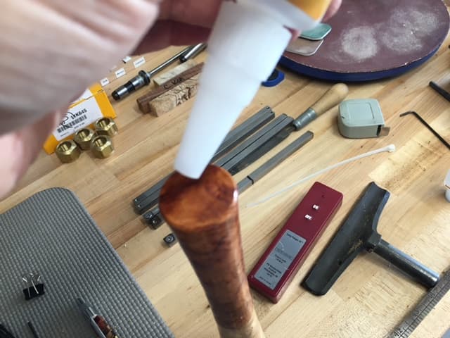 Drilling for the SS Bar in the Spindle, Cutting, Sanding and Finishing the Spindle End