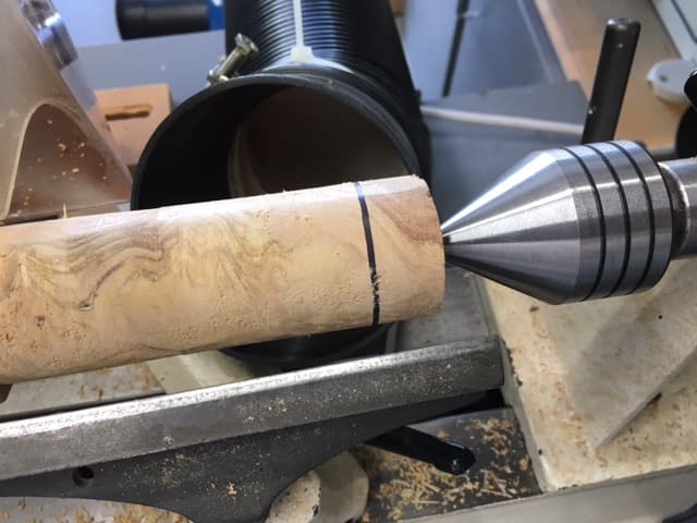 Measuring the Compression Nut Diameter and Depth and Marking on the Spindle, Turning for the Nut to Be Threaded On.