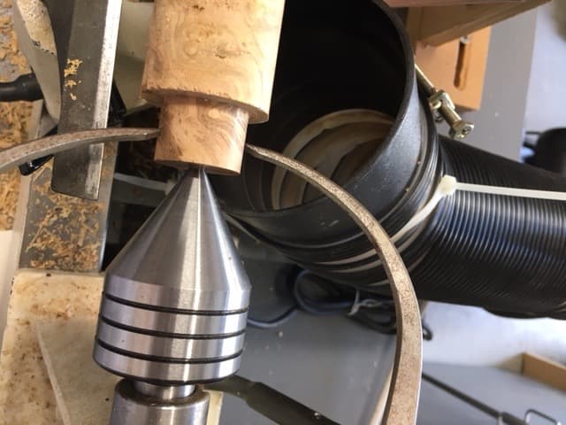 Measuring the Compression Nut Diameter and Depth and Marking on the Spindle, Turning for the Nut to Be Threaded On.