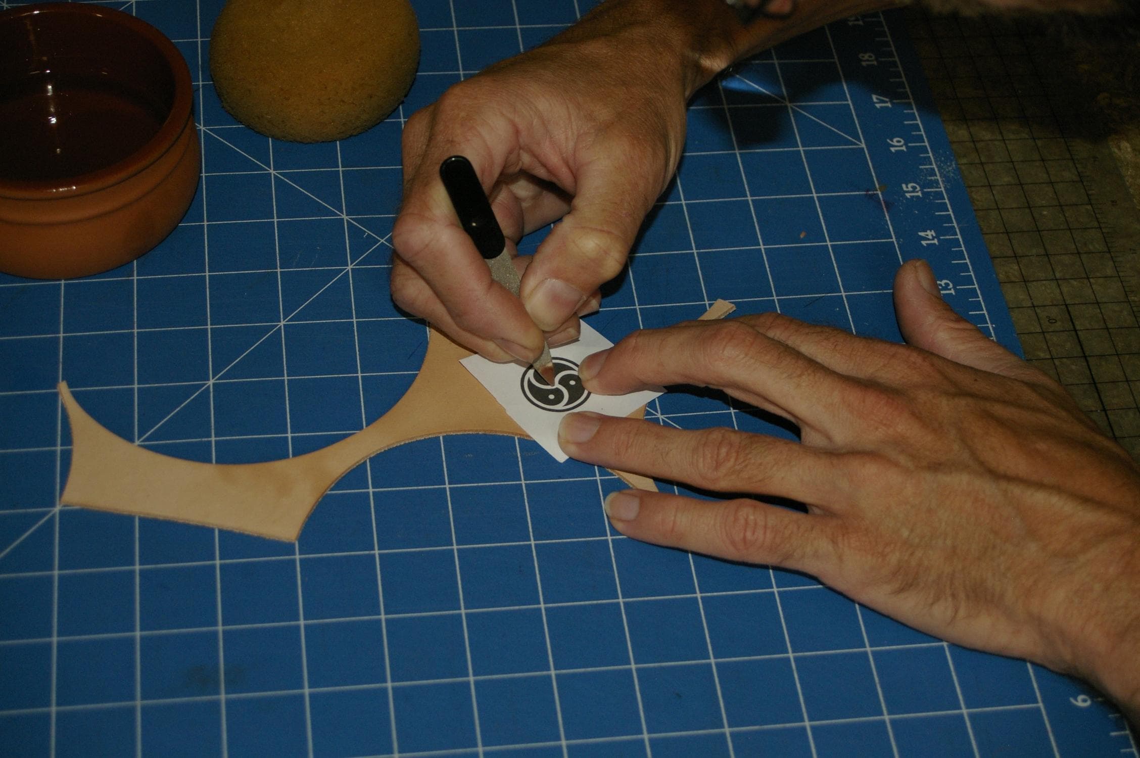 Casing the Leather and Transfering the Pattern