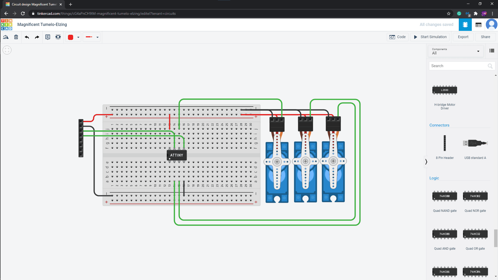 Adding Components and Wiring in Tinkercad