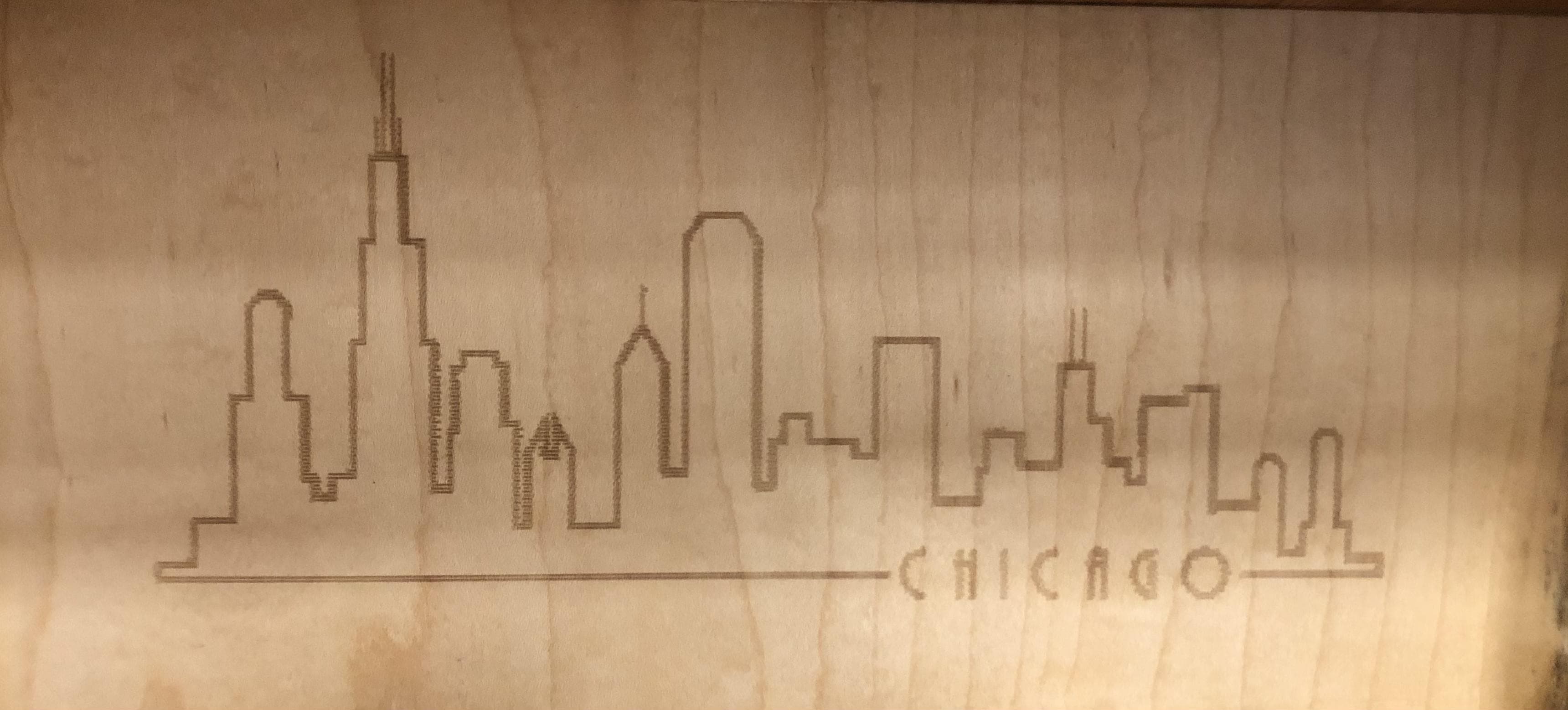 Trace a Chicago Skyline on LaserCAD to Cut Through the Back of the Deco.