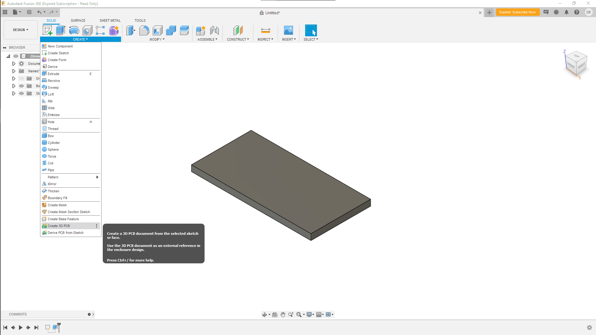 Extrude and Add a PCB