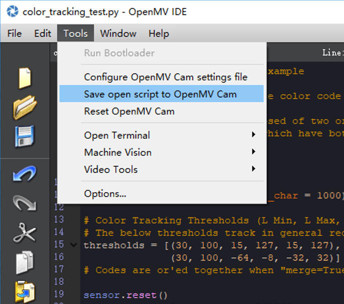 Save the File to the OpenMV.