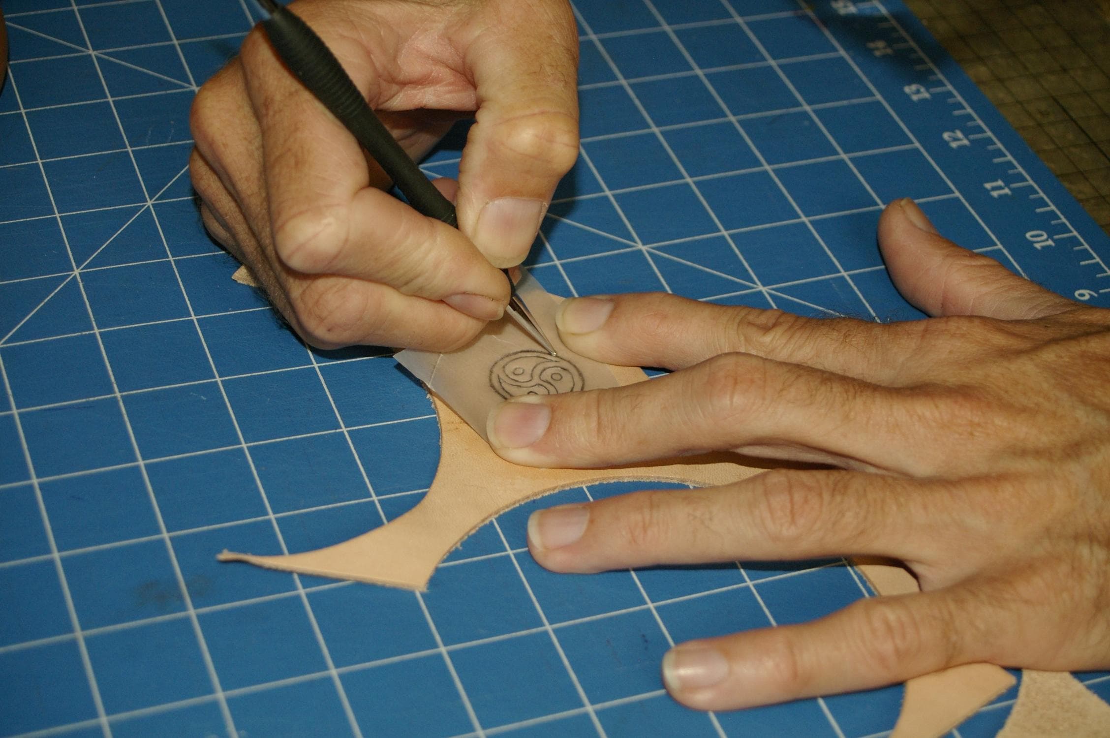 Casing the Leather and Transfering the Pattern