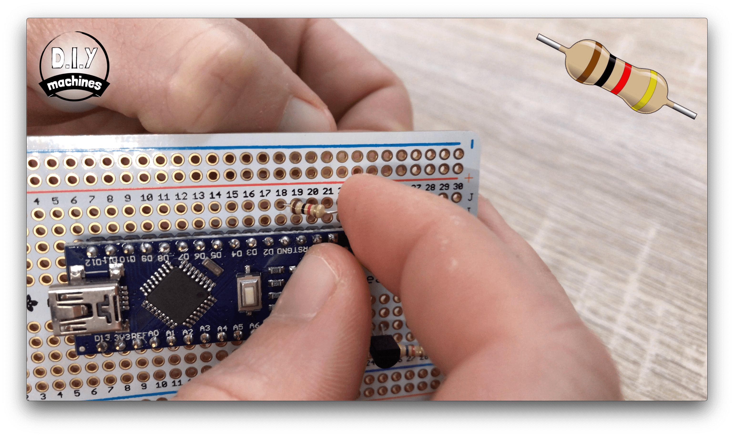 Add the Transistor and Resistors