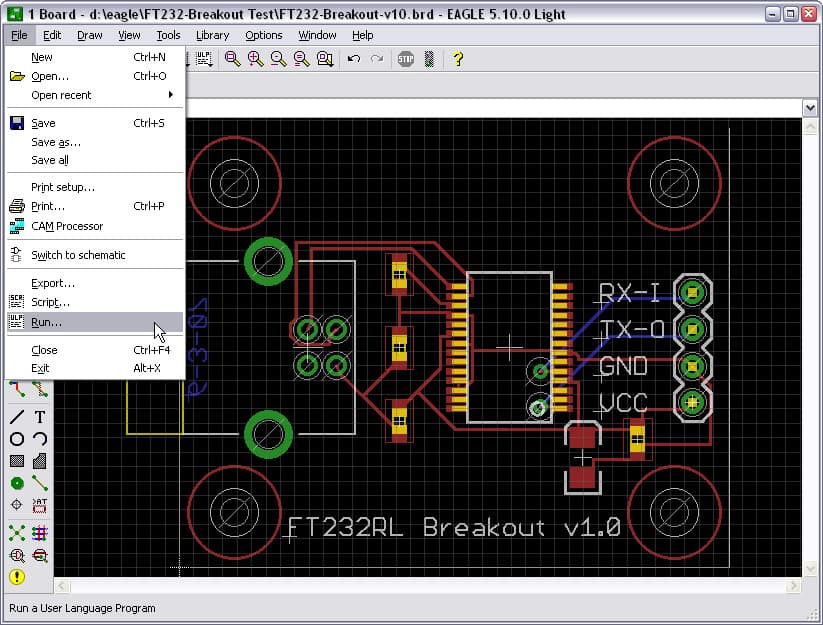 Run Import_bmp.ulp in EAGLE PCB Layout Editor