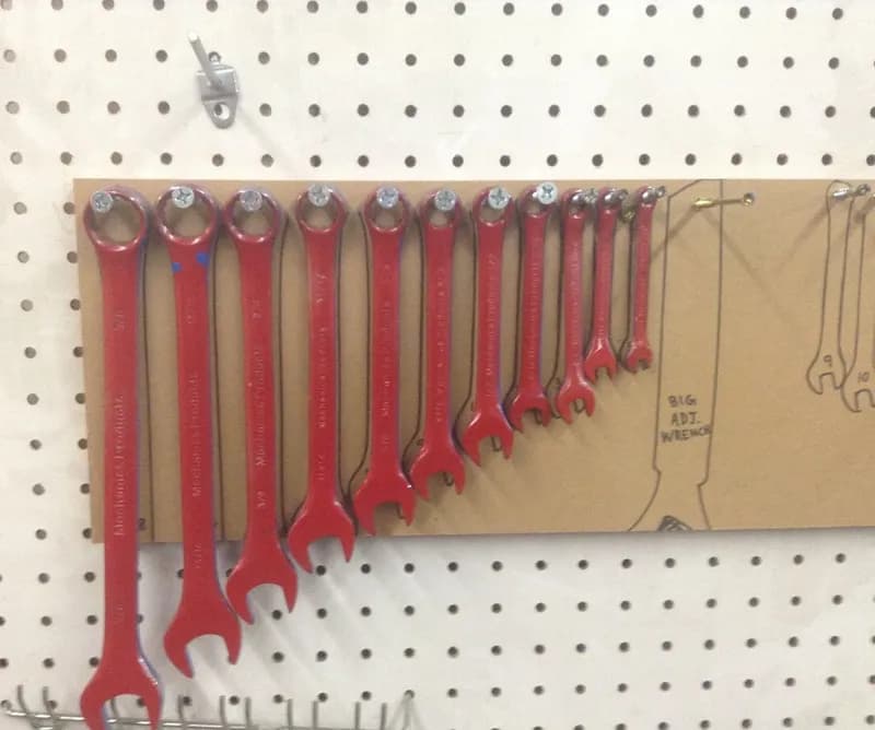 Combination Wrench Storage in a Shared Workshop
