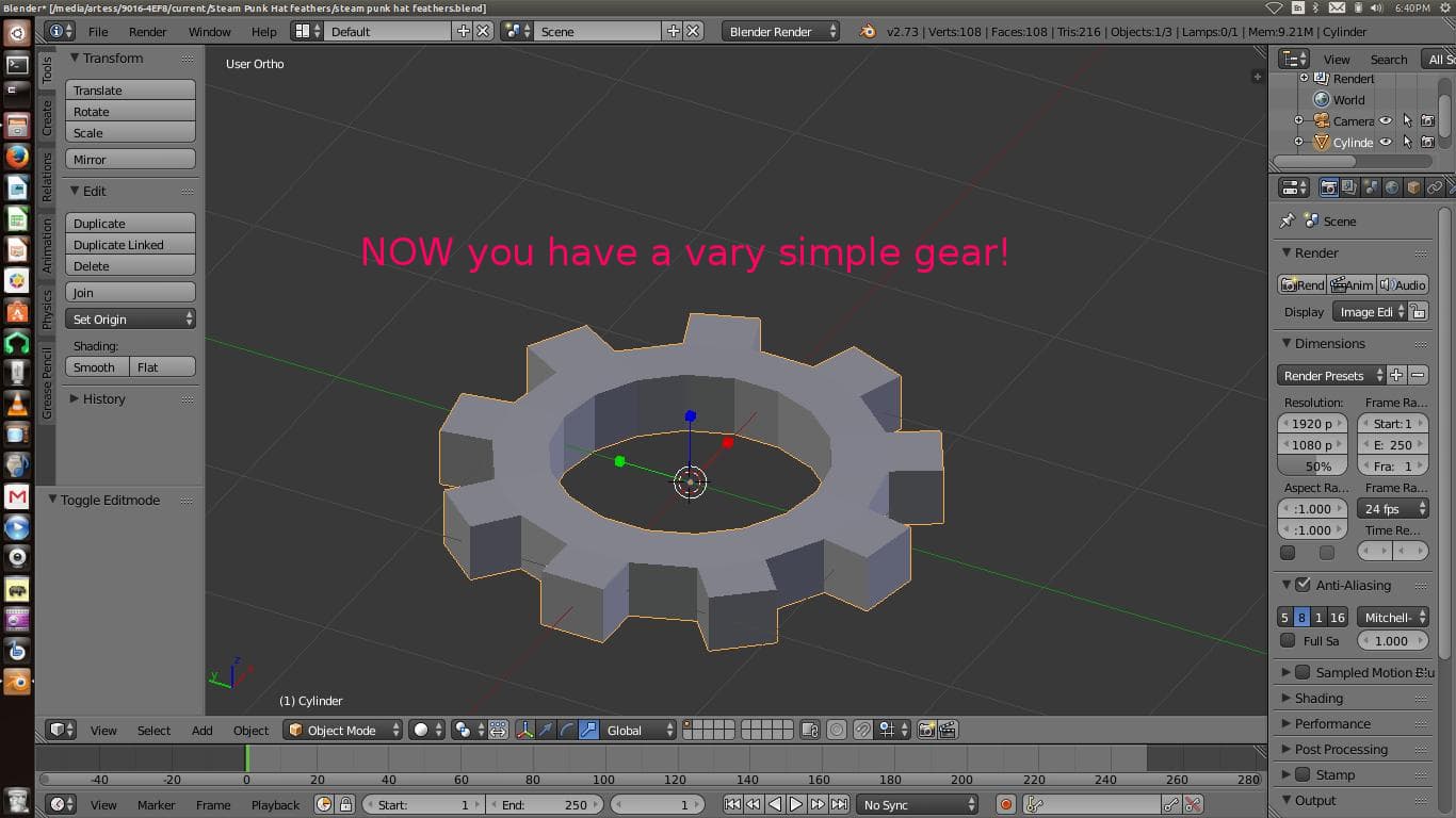 Filling in the Center of the Gear.