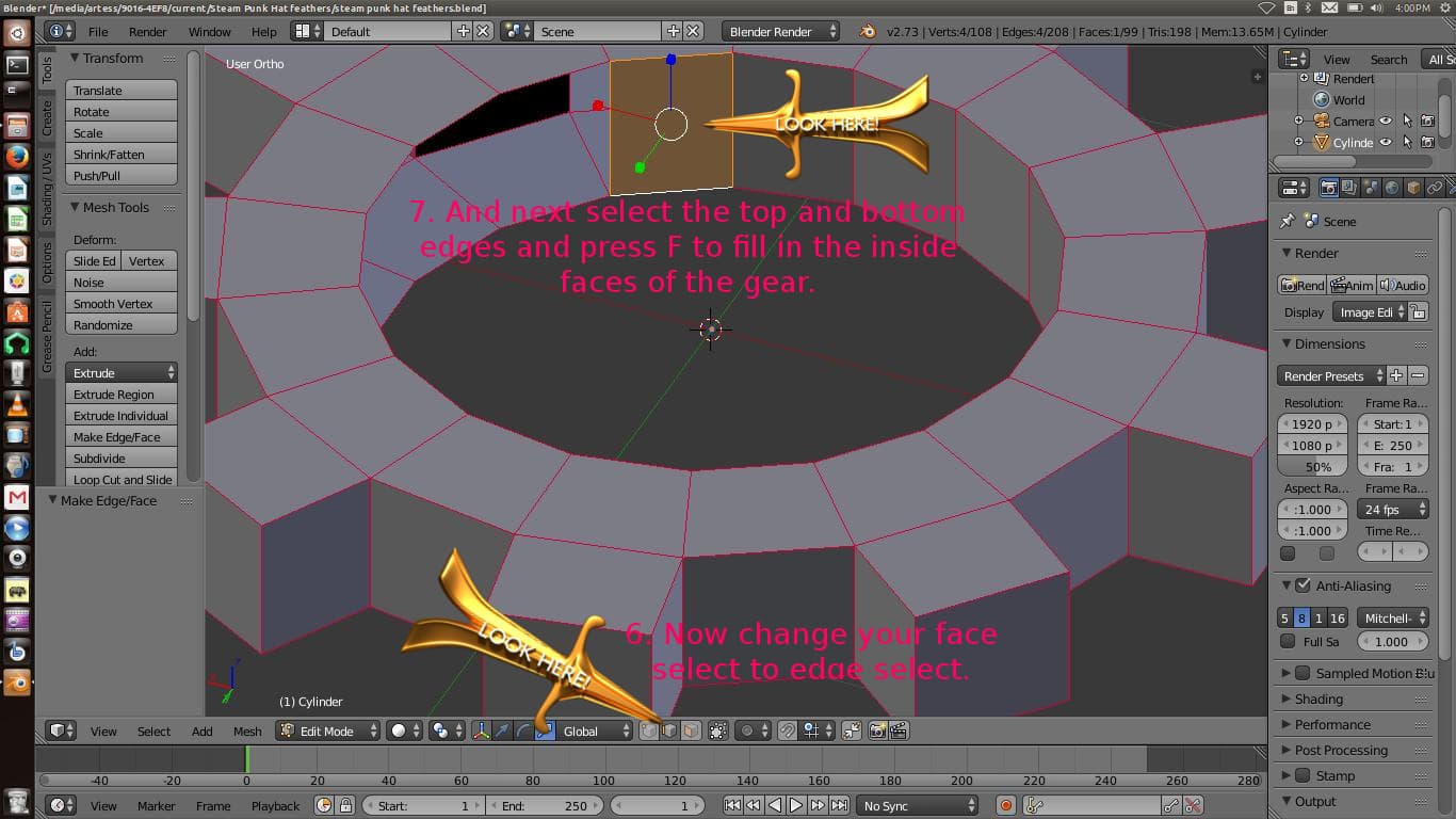 Filling in the Center of the Gear.