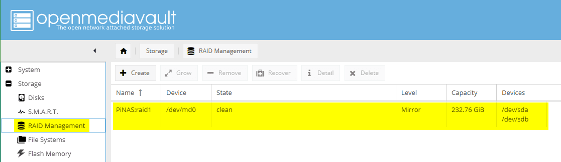 Configuring OMV: Storage