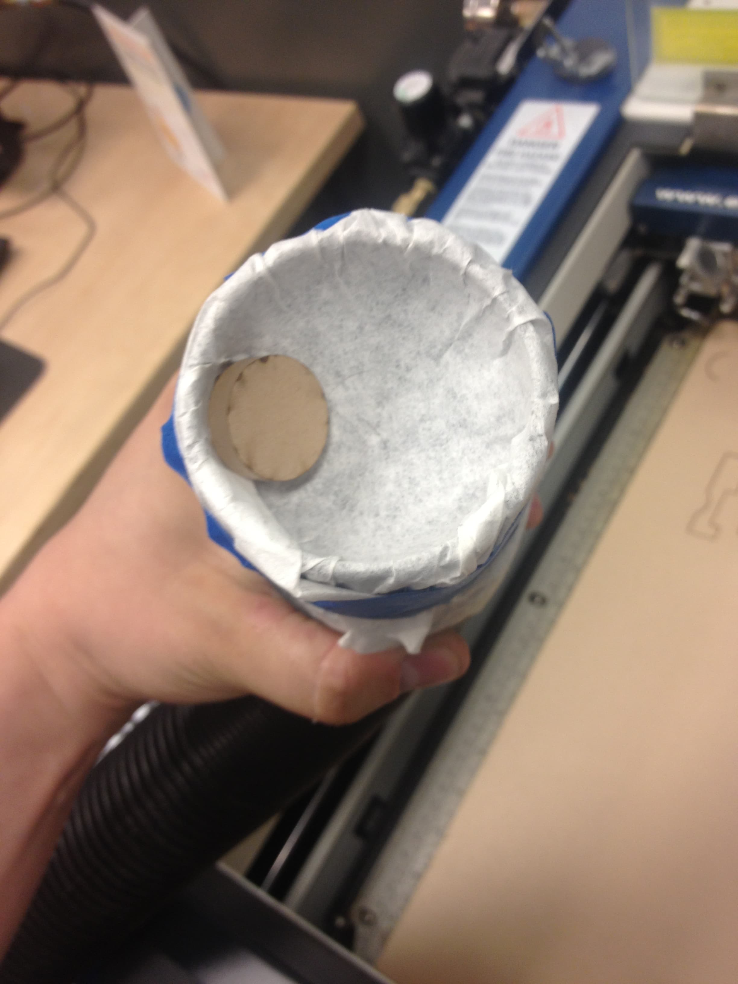 Cut Something Out and Position Vacuum-rig Over the Piece to Suck It Out.