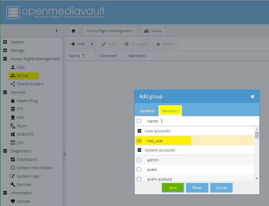 Configuring OMV: Access Rights Management