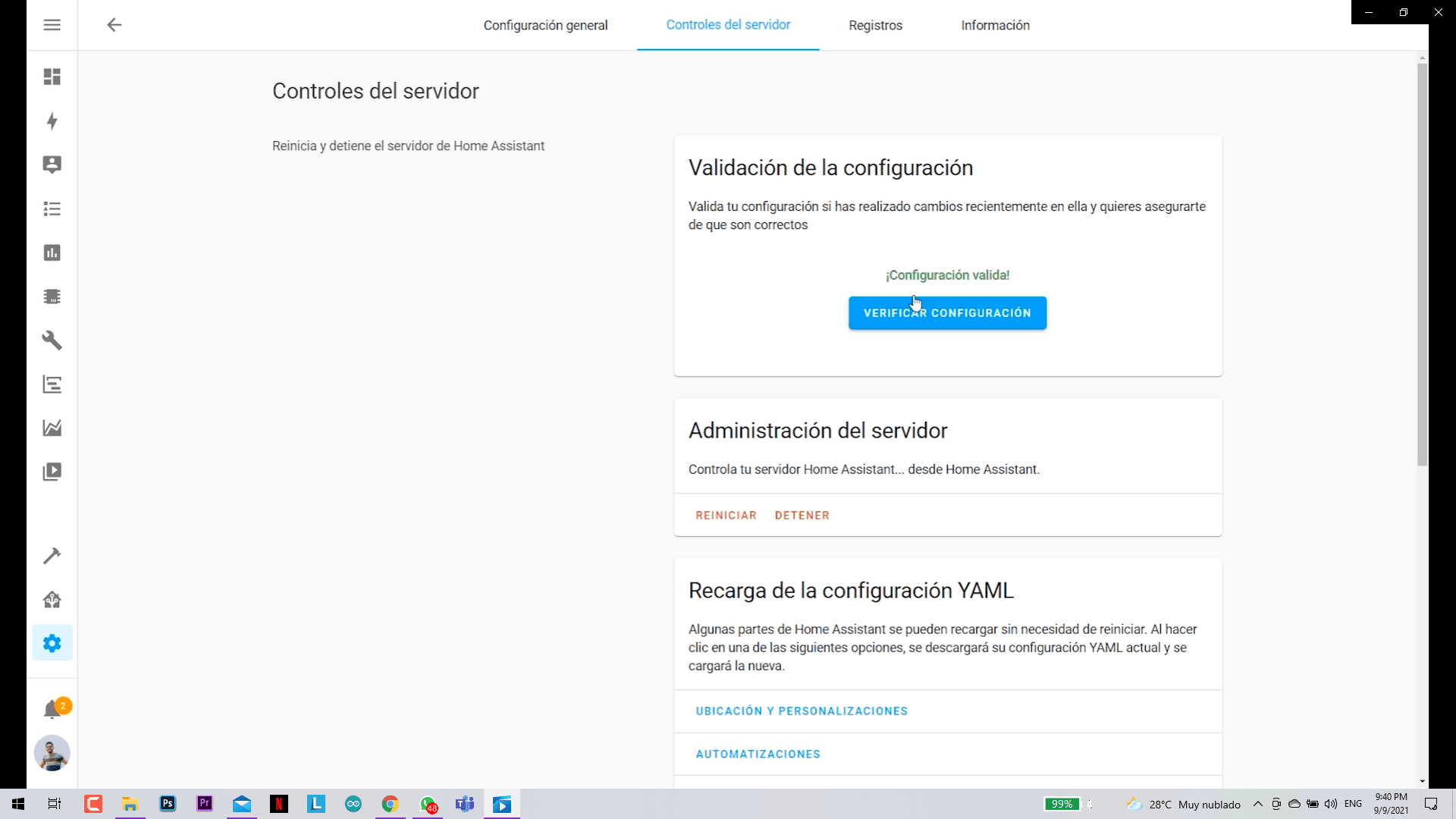 Configure the Home Assistant Enviroment