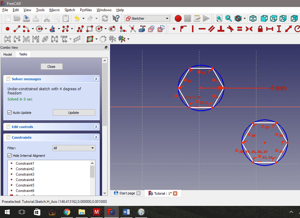 Adding the Third Constraint - Setting the Hexagon Diameter