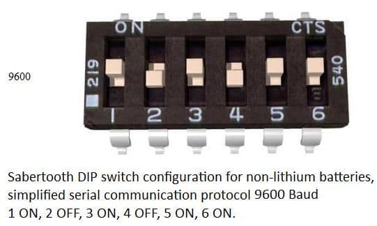 Setting the DIP Switches on the Sabertooth for Serial Communication