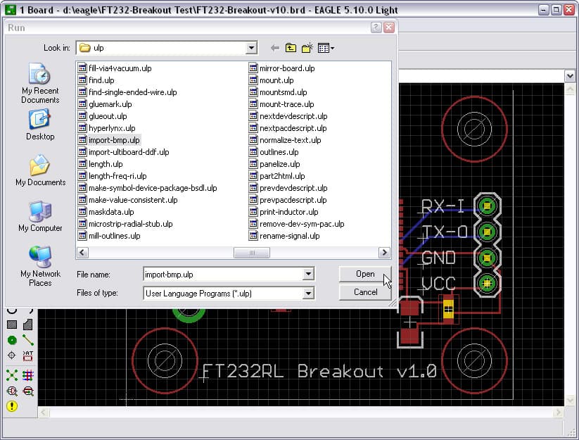 Run Import_bmp.ulp in EAGLE PCB Layout Editor
