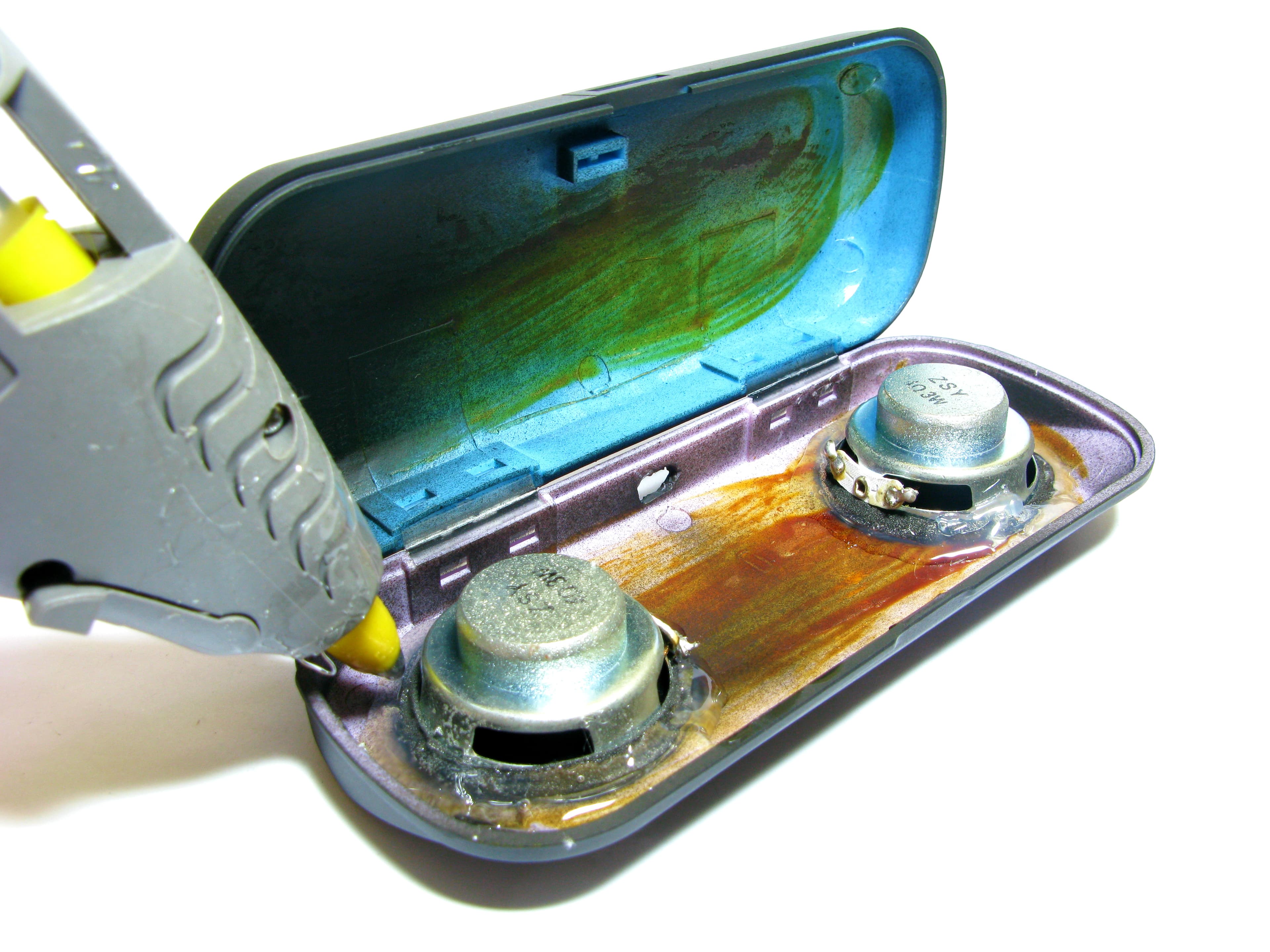 Hot Gluing the Speakers & Components