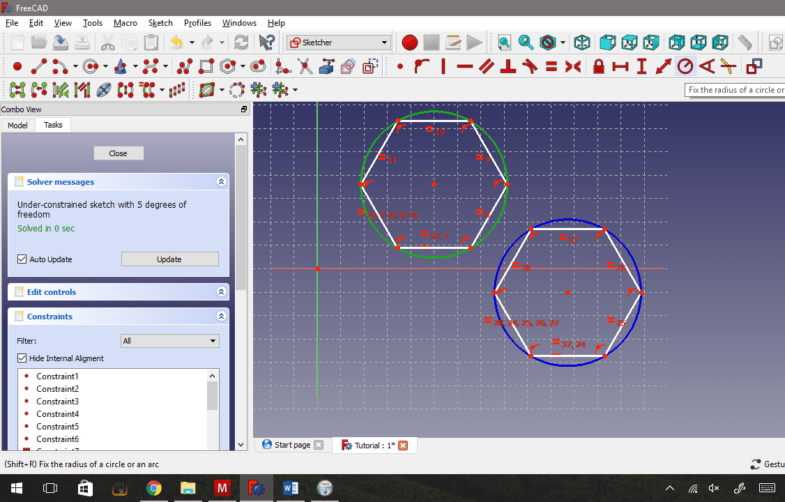Adding the Third Constraint - Setting the Hexagon Diameter