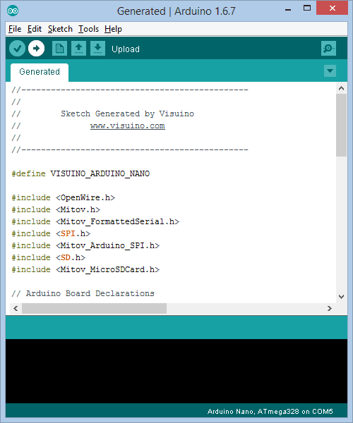 Generate, Compile, and Upload the Arduino Code