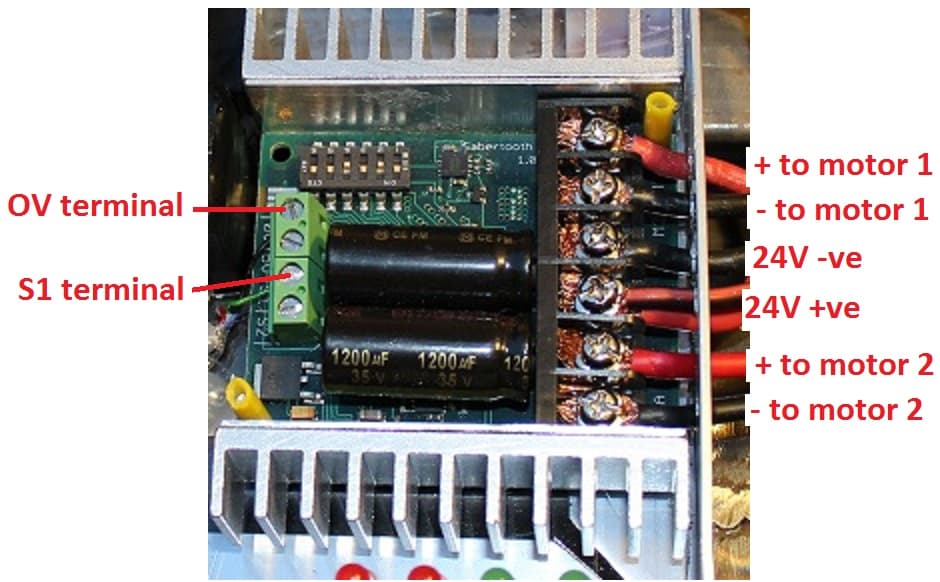 Photo of How This Cable Is Connected by Just 2 Terminals to the Sabertooth