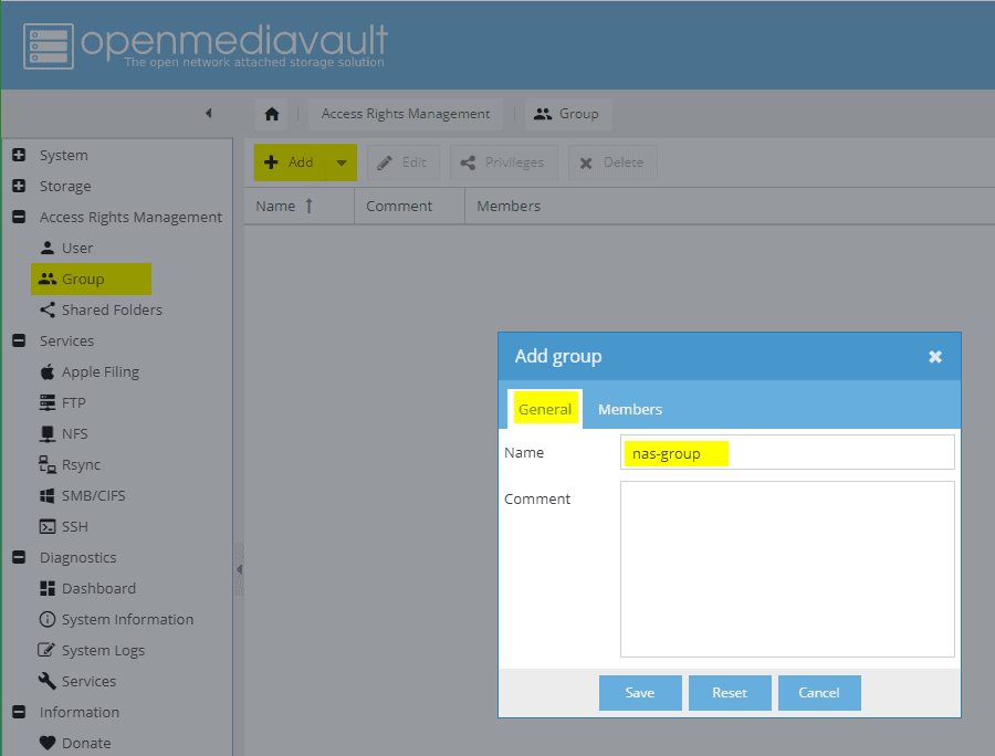 Configuring OMV: Access Rights Management