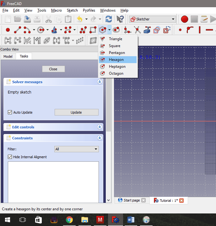 Adding the First Hexagon and Copying It.