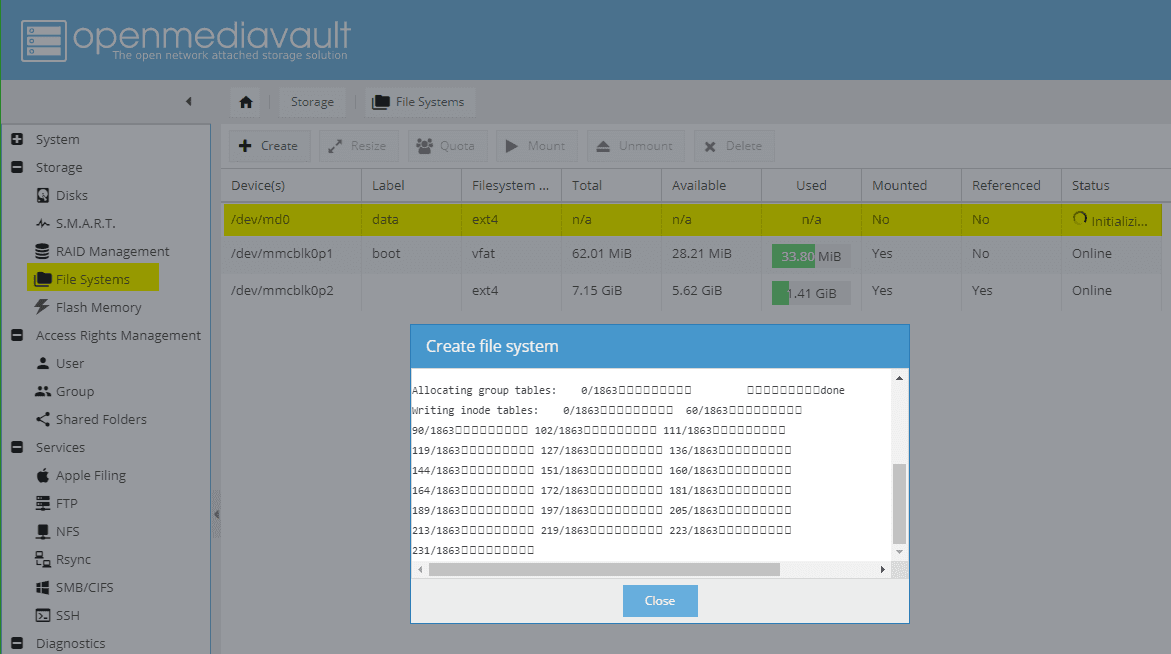 Configuring OMV: Storage