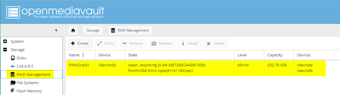 Configuring OMV: Storage