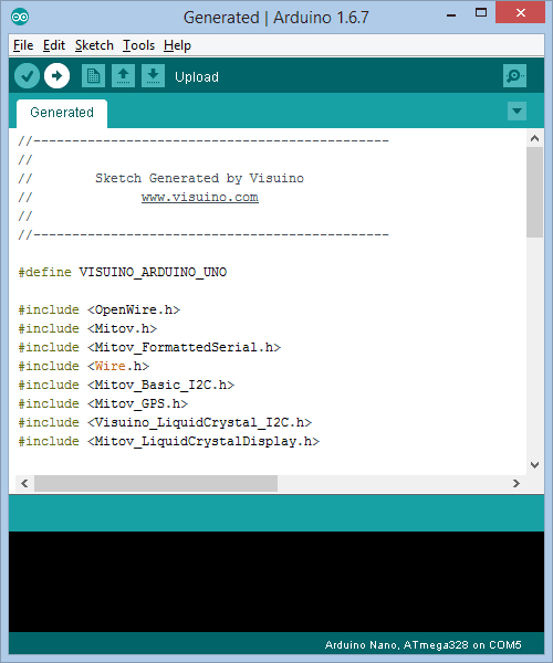 Generate, Compile, and Upload the Arduino Code