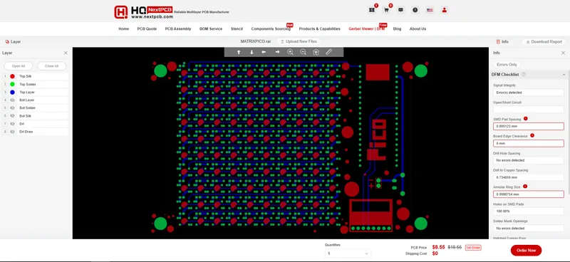 HQDFM: Free Online Gerber Viewer and DFM Analysis Tool