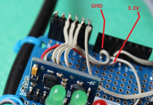 3.3V Power to the IMU (NOT 5V)