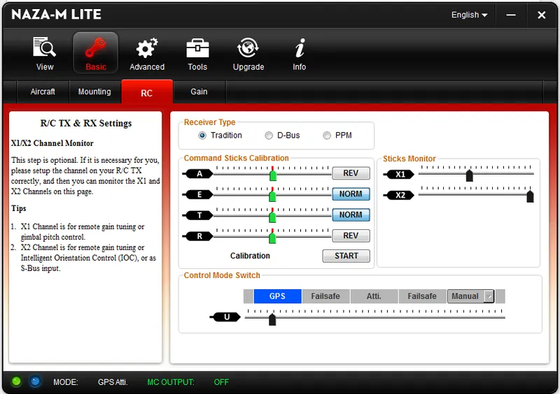 Calibrate the Transmitter Sticks