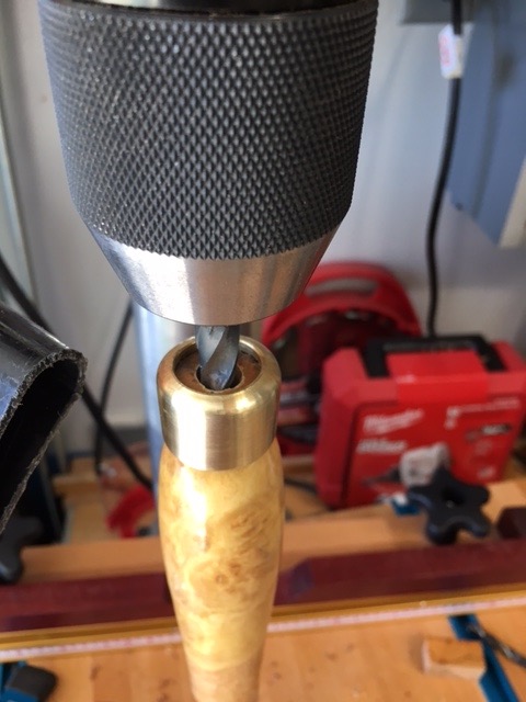 Drilling for the SS Bar in the Spindle, Cutting, Sanding and Finishing the Spindle End