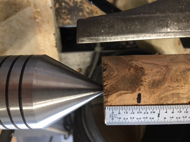 Measuring the Compression Nut Diameter and Depth and Marking on the Spindle, Turning for the Nut to Be Threaded On.