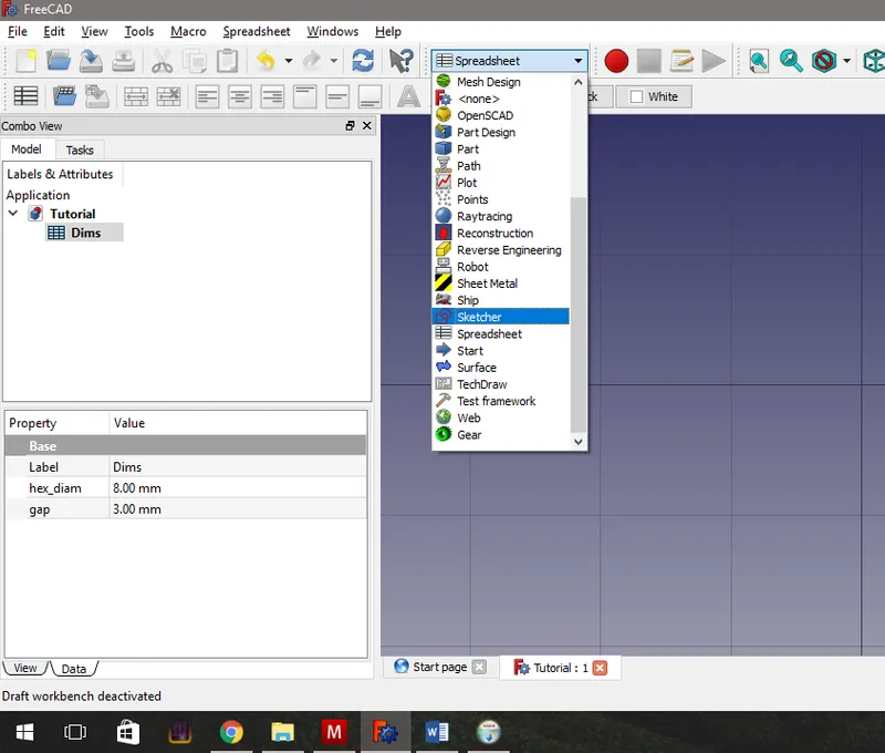 Closing the Spreadsheet and Starting the First Sketch