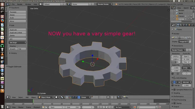 Filling in the Center of the Gear.