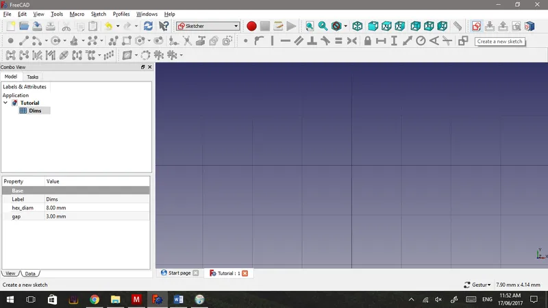 Closing the Spreadsheet and Starting the First Sketch