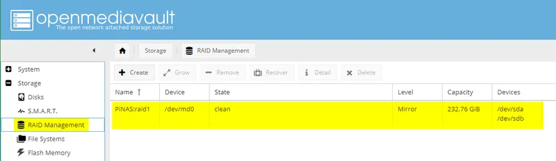 Configuring OMV: Storage