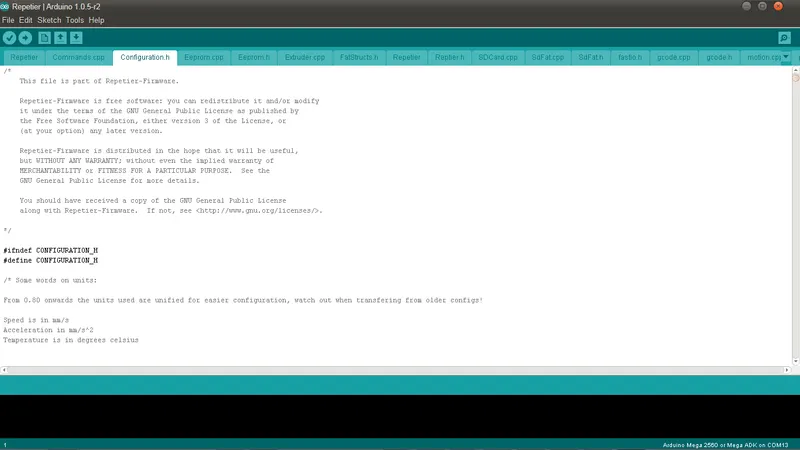 Configuring Repetier Firmware for Arduino Mega 2560