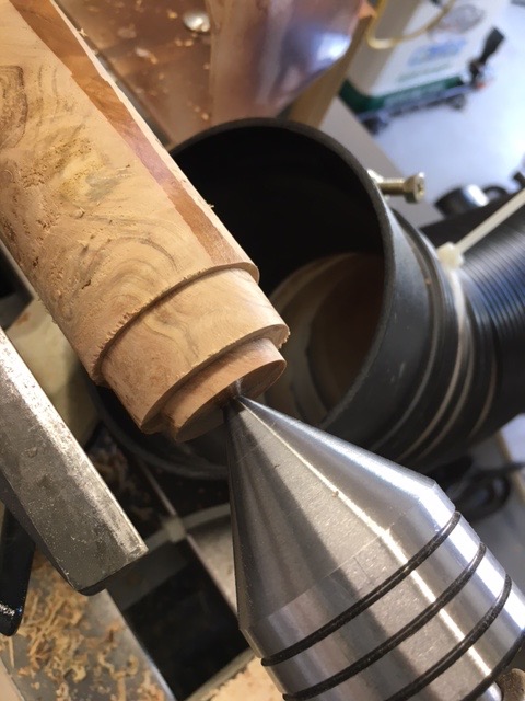 Measuring the Compression Nut Diameter and Depth and Marking on the Spindle, Turning for the Nut to Be Threaded On.