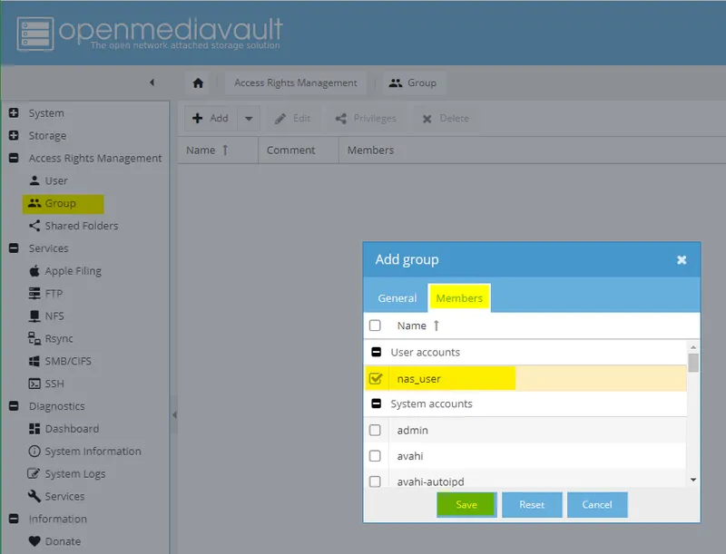 Configuring OMV: Access Rights Management