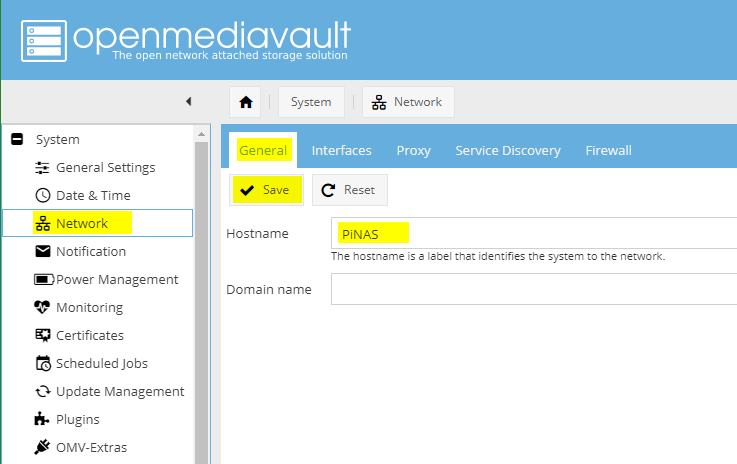 Configuring OMV: System