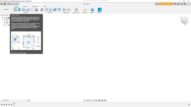 Open Fusion 360 and Create a New Sketch